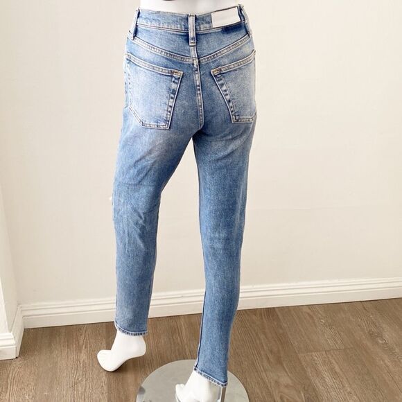 Re/Done Ultra High Rise Skinny Retro Skinny Jeans w Distressed Details - Picture 4 of 8